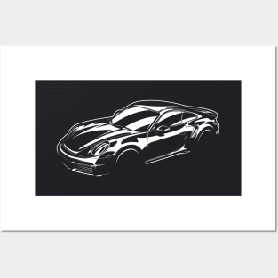 911 Turbo S White on Black Posters and Art